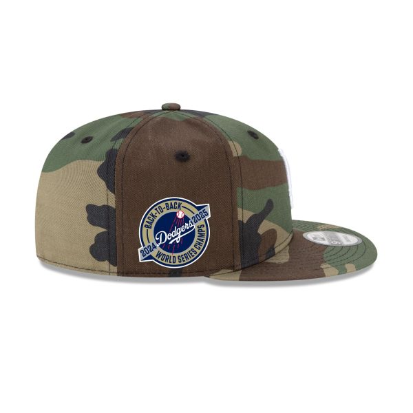 Los Angeles Dodgers 2025 World Series Champions Back-to-Back Circle Patch Camo 9FIFTY Snapback Hat