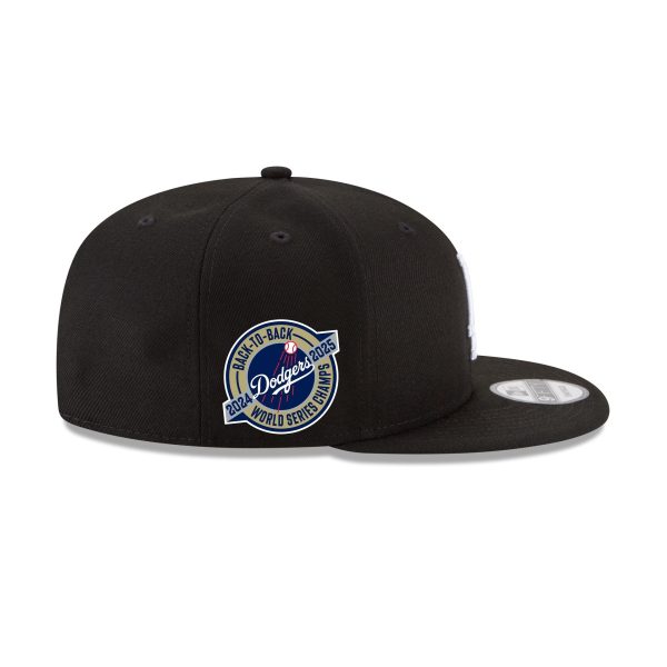 Los Angeles Dodgers 2025 World Series Champions Back-to-Back Circle Patch Black 9FIFTY Snapback Hat