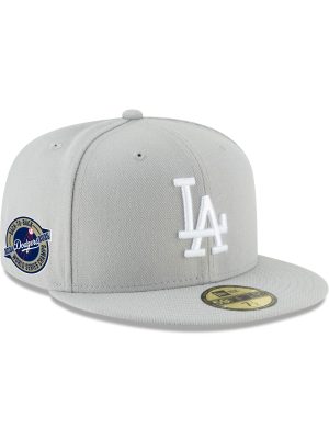 Los Angeles Dodgers 2025 World Series Champions Back-to-Back Circle Patch Gray 59FIFTY Fitted Hat