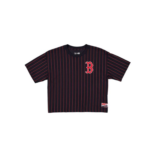 Boston Red Sox Throwback Women's Cropped Pinstripe T-Shirt