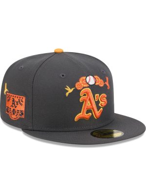 Athletics Day of the Dead Graphite 59FIFTY Fitted Hat