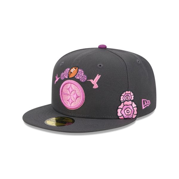 Pittsburgh Steelers Day of the Dead Graphite 59FIFTY Fitted Hat