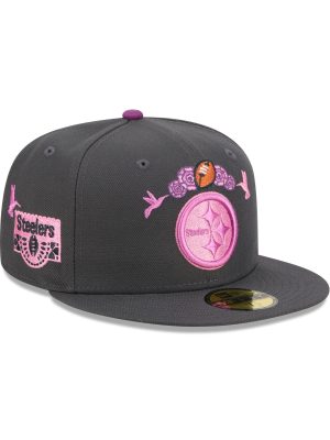 Pittsburgh Steelers Day of the Dead Graphite 59FIFTY Fitted Hat