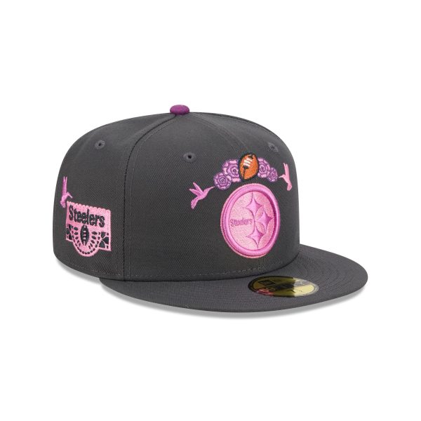 Pittsburgh Steelers Day of the Dead Graphite 59FIFTY Fitted Hat