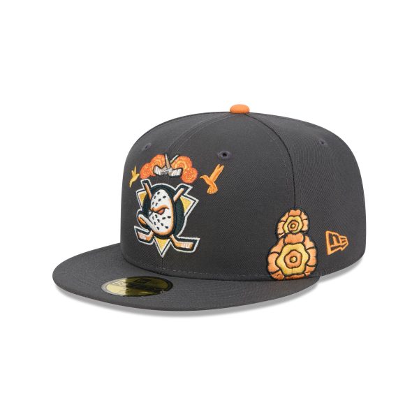 Anaheim Ducks Day of the Dead Graphite 59FIFTY Fitted Hat