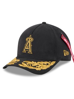 Alpha Industries x Los Angeles Angels Black 9FORTY M-Crown A-Frame Snapback Hat
