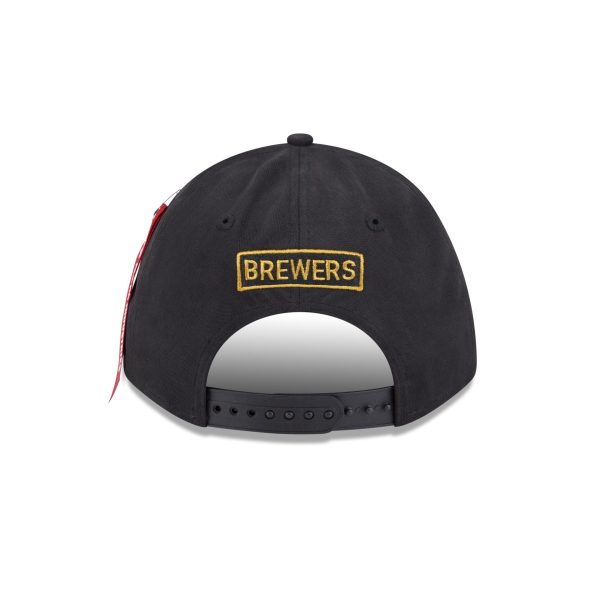 Alpha Industries x Milwaukee Brewers Black 9FORTY M-Crown A-Frame Snapback Hat