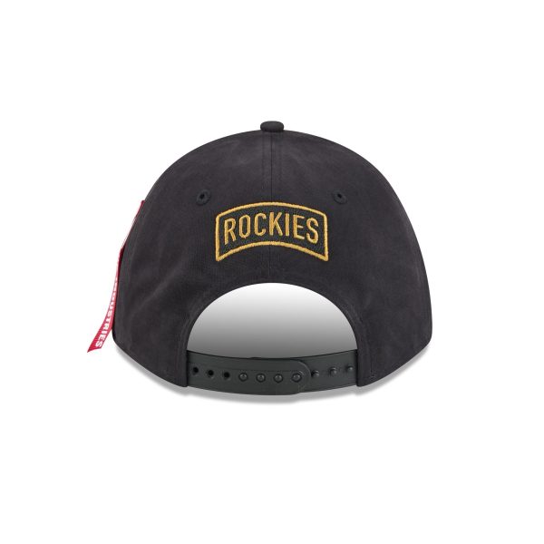Alpha Industries x Colorado Rockies Black 9FORTY M-Crown A-Frame Snapback Hat