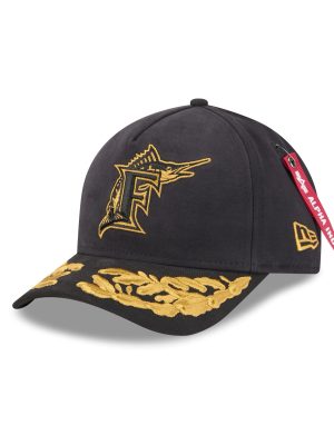 Alpha Industries x Miami Marlins Black 9FORTY M-Crown A-Frame Snapback Hat
