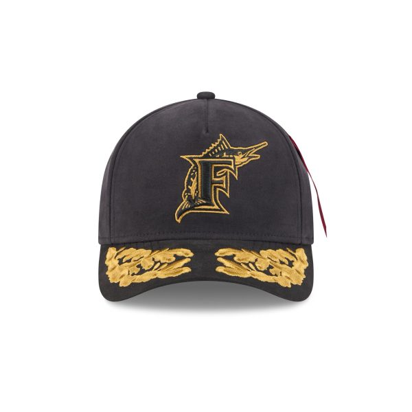 Alpha Industries x Miami Marlins Black 9FORTY M-Crown A-Frame Snapback Hat