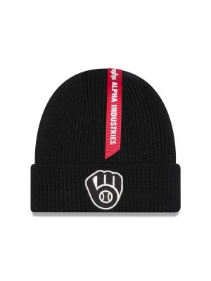 Alpha Industries x Milwaukee Brewers Black Cuff Knit Hat