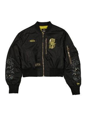 Alpha Industries x Seattle Mariners Black and Gold Women's Cropped L-2B Bomber Jacket