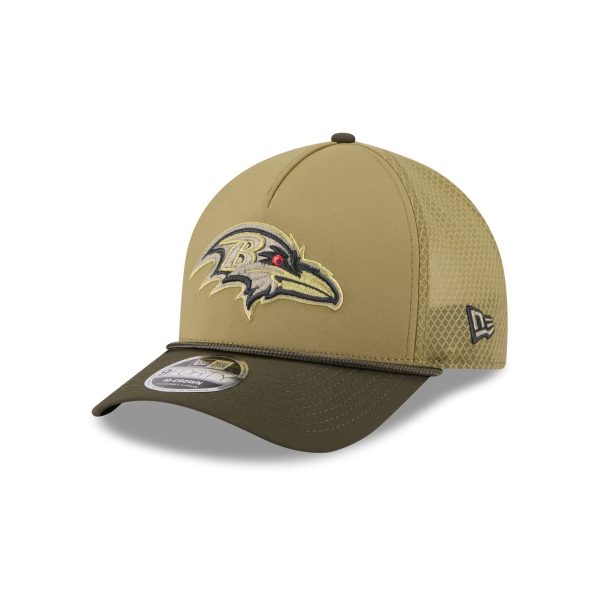 Baltimore Ravens 2025 Salute to Service 9FORTY M-Crown A-Frame Trucker Hat