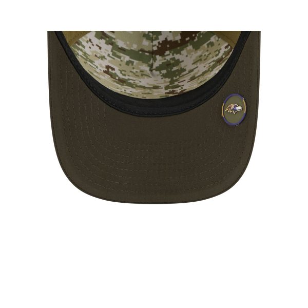 Baltimore Ravens 2025 Salute to Service 9FORTY M-Crown A-Frame Trucker Hat