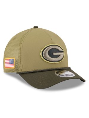Green Bay Packers 2025 Salute to Service 9FORTY M-Crown A-Frame Trucker Hat