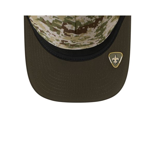 New Orleans Saints 2025 Salute to Service 9FORTY M-Crown A-Frame Trucker Hat