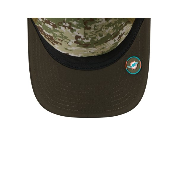 Miami Dolphins 2025 Salute to Service 9FORTY M-Crown A-Frame Trucker Hat