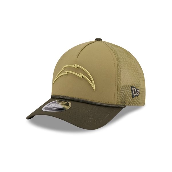 Los Angeles Chargers 2025 Salute to Service 9FORTY M-Crown A-Frame Trucker Hat