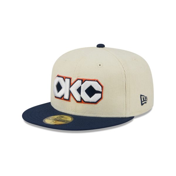 Oklahoma City Thunder 2025 City Edition Chrome White Corduroy 59FIFTY Fitted Hat