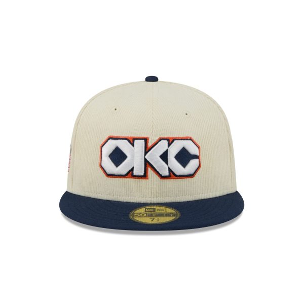 Oklahoma City Thunder 2025 City Edition Chrome White Corduroy 59FIFTY Fitted Hat