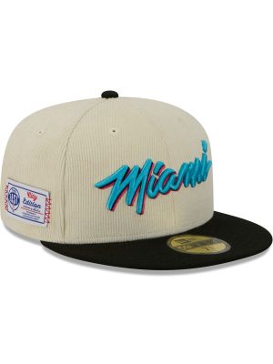 Miami Heat 2025 City Edition Chrome White Corduroy 59FIFTY Fitted Hat