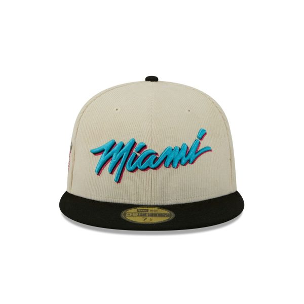 Miami Heat 2025 City Edition Chrome White Corduroy 59FIFTY Fitted Hat