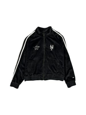 New York Mets Throwback Prep Black Women's Track Jacket