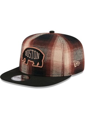 Boston Bruins Grunge Plaid 9FIFTY A-Frame Adjustable Hat