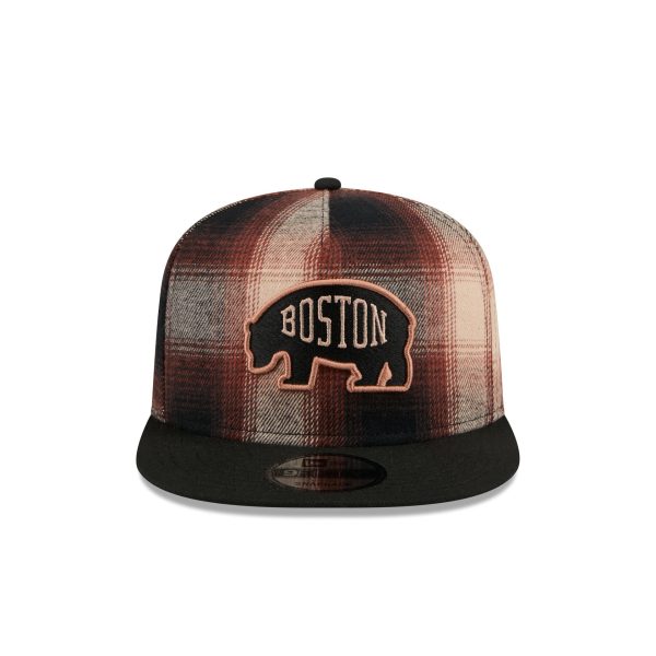 Boston Bruins Grunge Plaid 9FIFTY A-Frame Adjustable Hat
