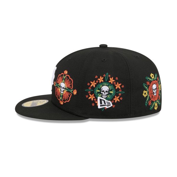 New York Mets Day of the Dead Skull & Flowers 59FIFTY Fitted Hat