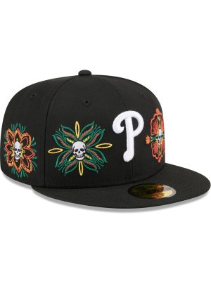 Philadelphia Phillies Day of the Dead Skull & Flowers 59FIFTY Fitted Hat