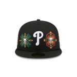Philadelphia Phillies Day of the Dead Skull & Flowers 59FIFTY Fitted Hat