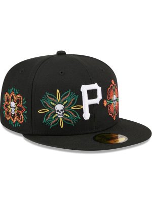 Pittsburgh Pirates Day of the Dead Skull & Flowers 59FIFTY Fitted Hat
