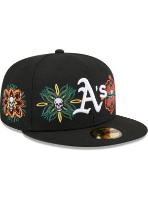 Athletics Day of the Dead Skull & Flowers 59FIFTY Fitted Hat