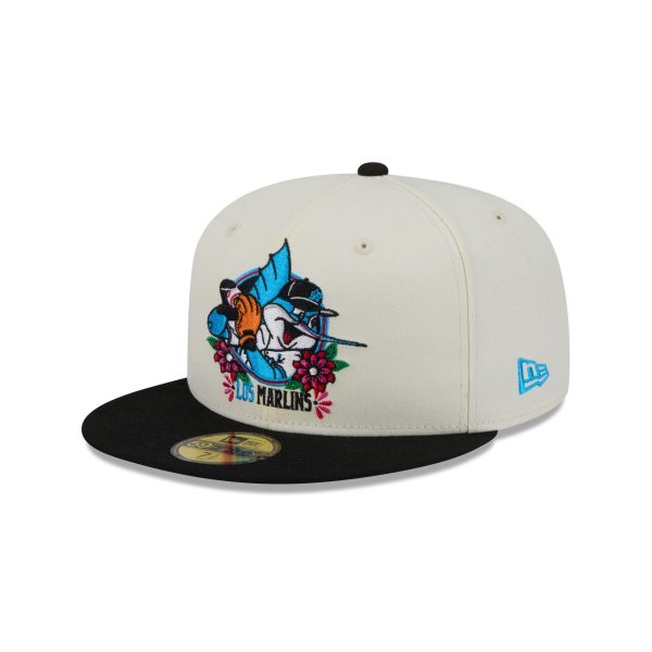 Miami Marlins Day of the Dead Sugar Skull Mascot 59FIFTY Fitted Hat