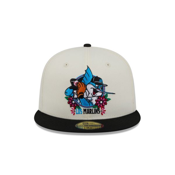 Miami Marlins Day of the Dead Sugar Skull Mascot 59FIFTY Fitted Hat