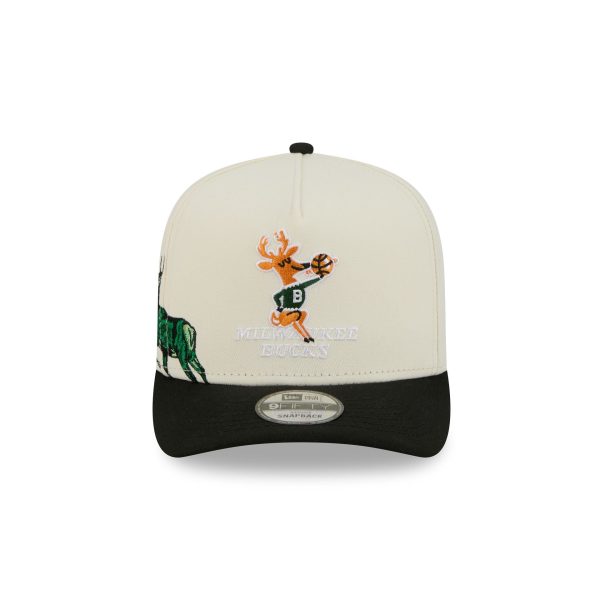 Milwaukee Bucks 1968-1992 Hardwood Classics Chrome White 9FIFTY A-Frame Snapback Hat