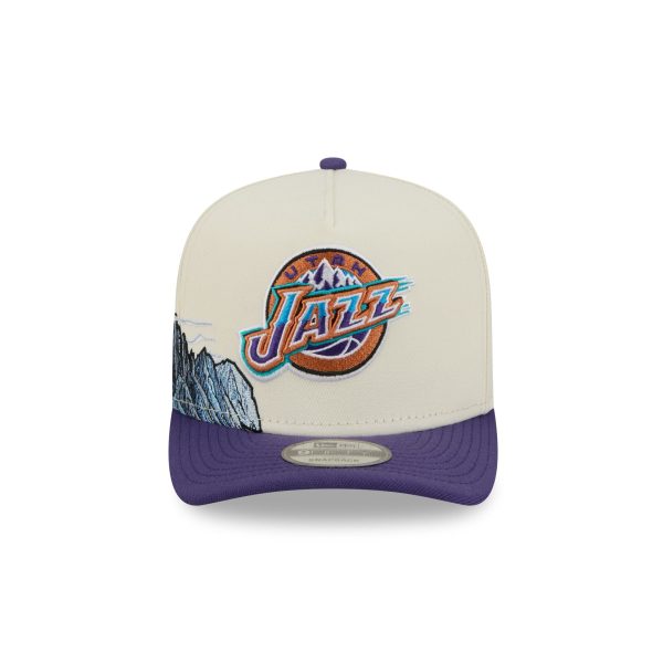 Utah Jazz 1979-1996 Hardwood Classics Chrome White 9FIFTY A-Frame Snapback Hat
