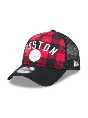 Boston Bruins Evergreen Check 9FORTY A-Frame Trucker Hat