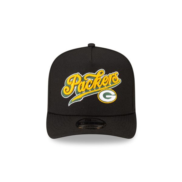 Born x Raised x Green Bay Packers Script Black 9FIFTY A-Frame Snapback Hat