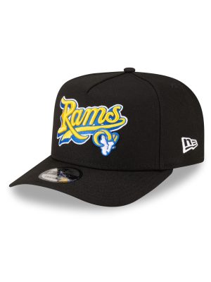 Born x Raised x Los Angeles Rams Script Black 9FIFTY A-Frame Snapback Hat