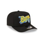 Born x Raised x Los Angeles Rams Script Black 9FIFTY A-Frame Snapback Hat