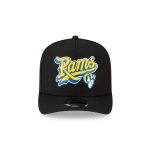 Born x Raised x Los Angeles Rams Script Black 9FIFTY A-Frame Snapback Hat