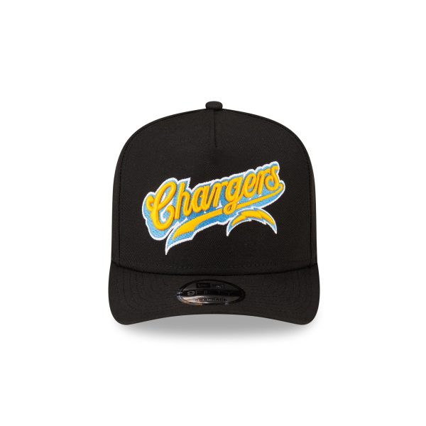 Born x Raised x Los Angeles Chargers Script Black 9FIFTY A-Frame Snapback Hat