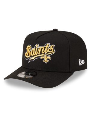 Born x Raised x New Orleans Saints Script Black 9FIFTY A-Frame Snapback Hat