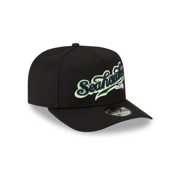 Born x Raised x Seattle Seahawks Script Black 9FIFTY A-Frame Snapback Hat