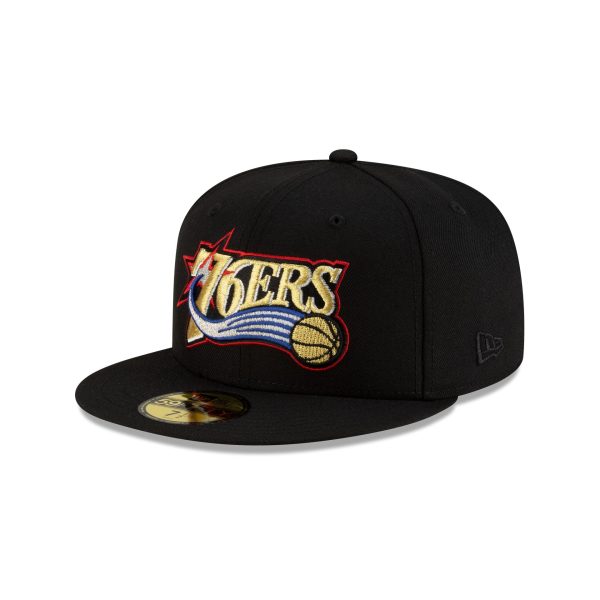 Philadelphia 76ers 1963-1976 Hardwood Classics Poly Black 59FIFTY Fitted Hat