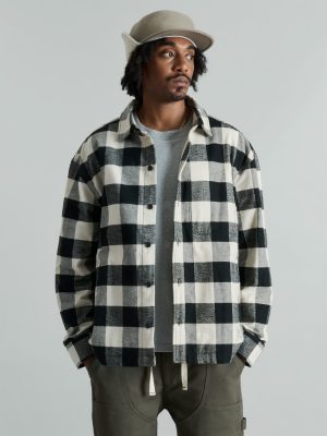 Lumber Plaid College White Shirt Jacket